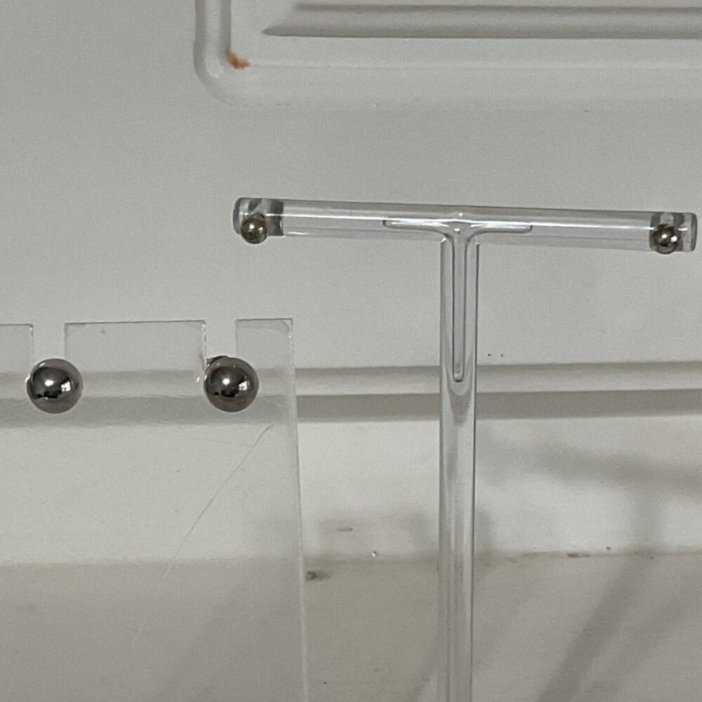 Two Pair Silver Ball Stud Earrings